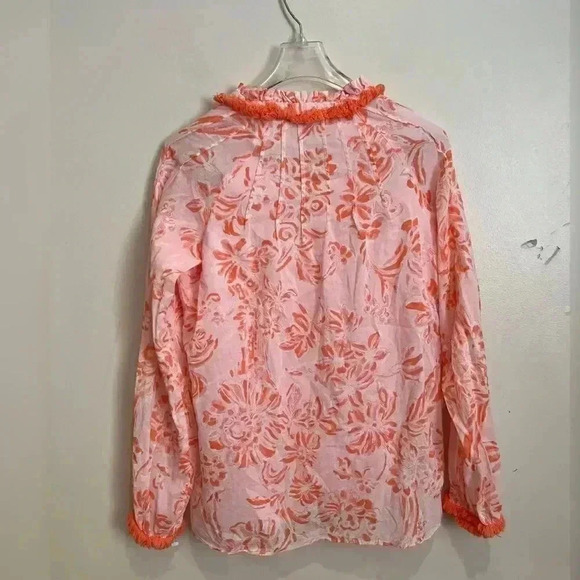 SAIL TO SABLE CORAL TOILE RUFFLE
NECK TOP - Picture 3 of 6